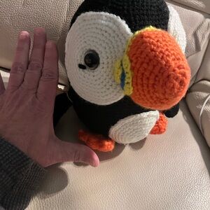 Handmade Black and White Puffin Plush Toy